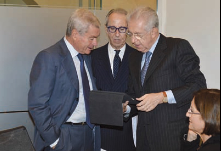 Da sinistra Carlo Sangalli - Bruno Ermolli - Mario Monti
